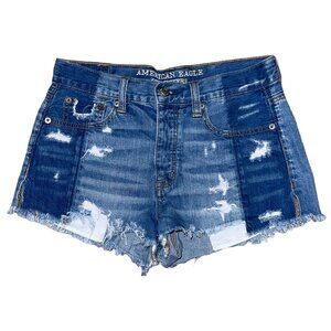 American Eagle Distressed Womens Shorts 2 Vintage Hi-Rise Festival Button Fly